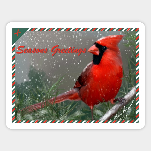 Seasons Greetings Cardinal Sticker by BHDigitalArt